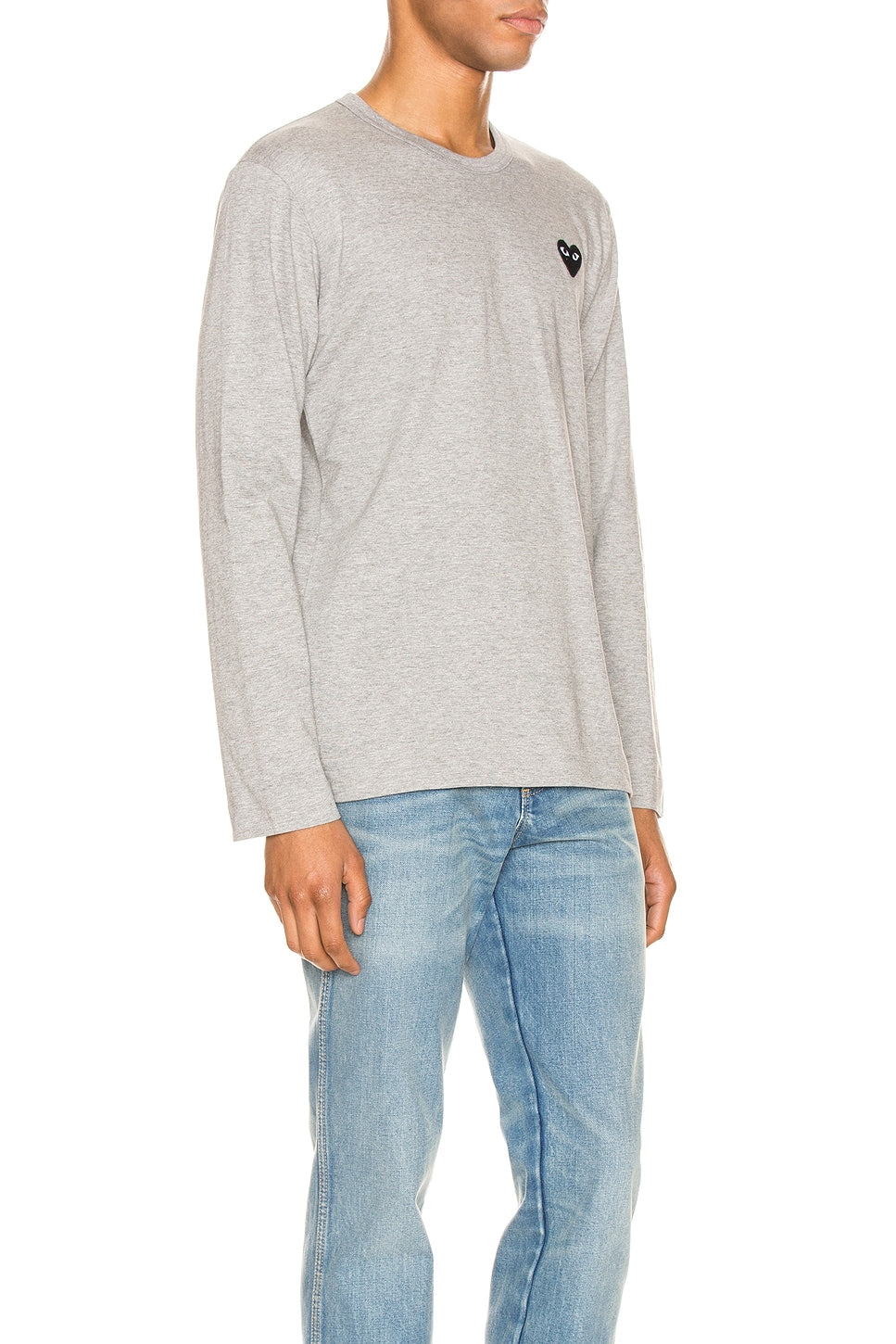 Comme des Garcons PLAY Black Emblem Cotton Long Sleeve Tee Grey - Im Your Wardrobe