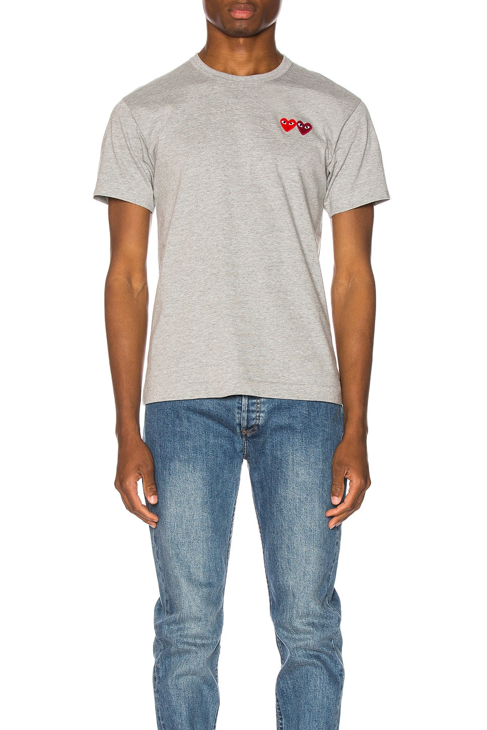 Comme des Garcons PLAY Double Heart Tee Grey - Im Your Wardrobe