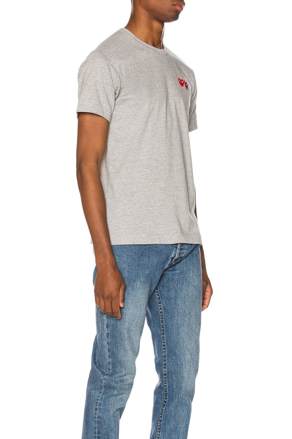Comme des Garcons PLAY Double Heart Tee Grey - Im Your Wardrobe
