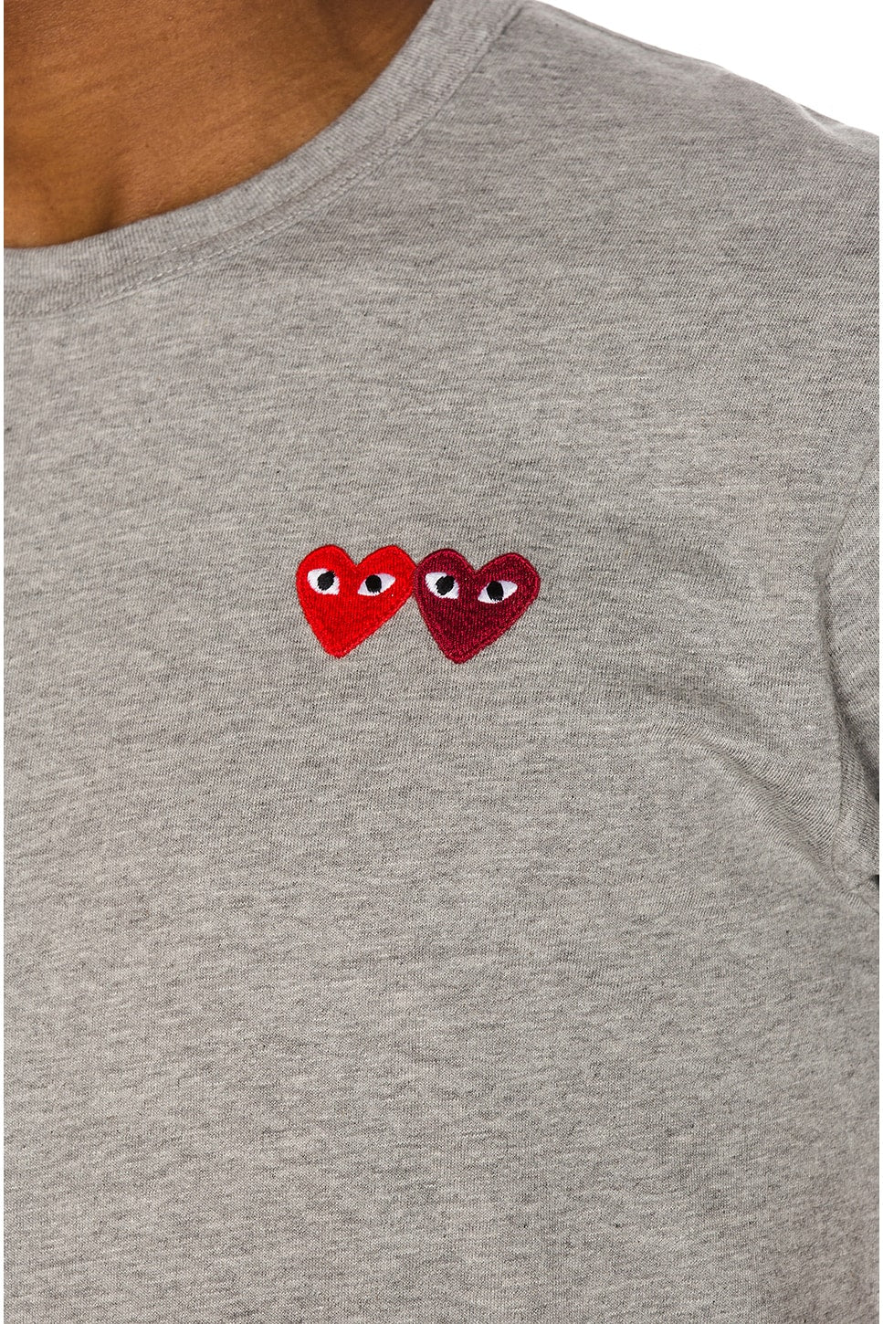 Comme des Garcons PLAY Double Heart Tee Grey - Im Your Wardrobe