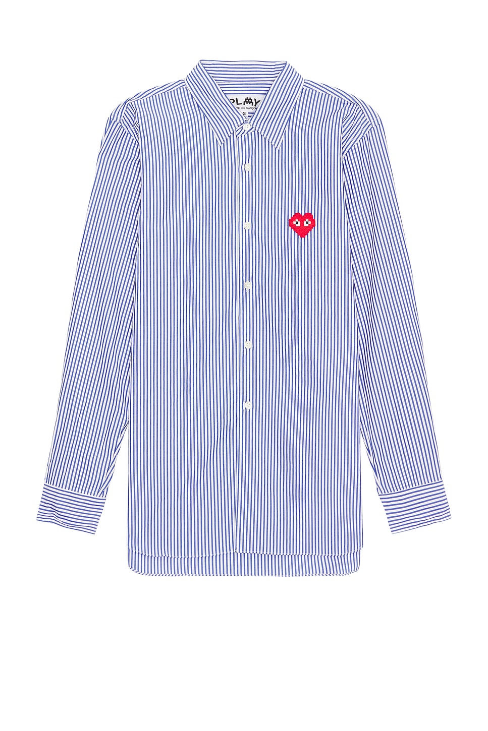 Comme des Garcons PLAY Invader Stripe Shirt Blue White - Im Your Wardrobe