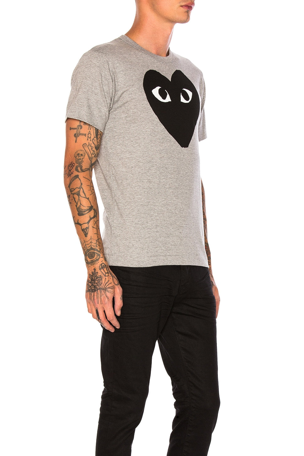Comme des Garcons PLAY Emblem Cotton Tee Grey Black - Im Your Wardrobe