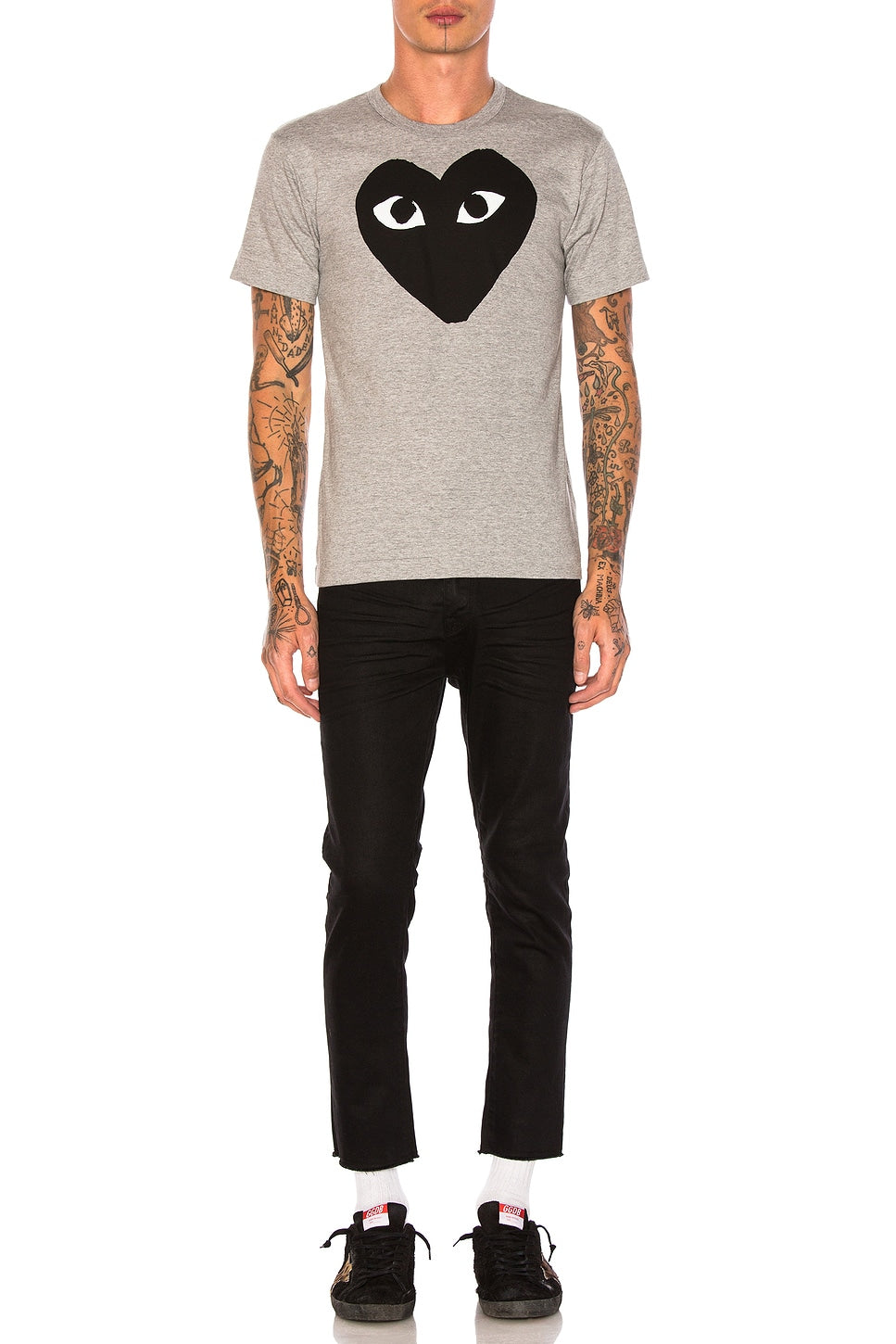 Comme des Garcons PLAY Emblem Cotton Tee Grey Black - Im Your Wardrobe