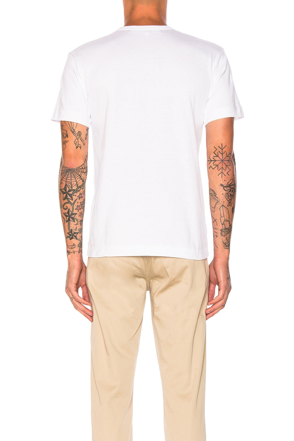 Comme des Garcons PLAY Blue Eyes Black Emblem Cotton Tee White - Im Your Wardrobe