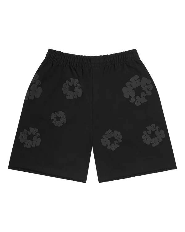 Denim Tears Faded Mono Cotton Wreath Sweatshorts Black