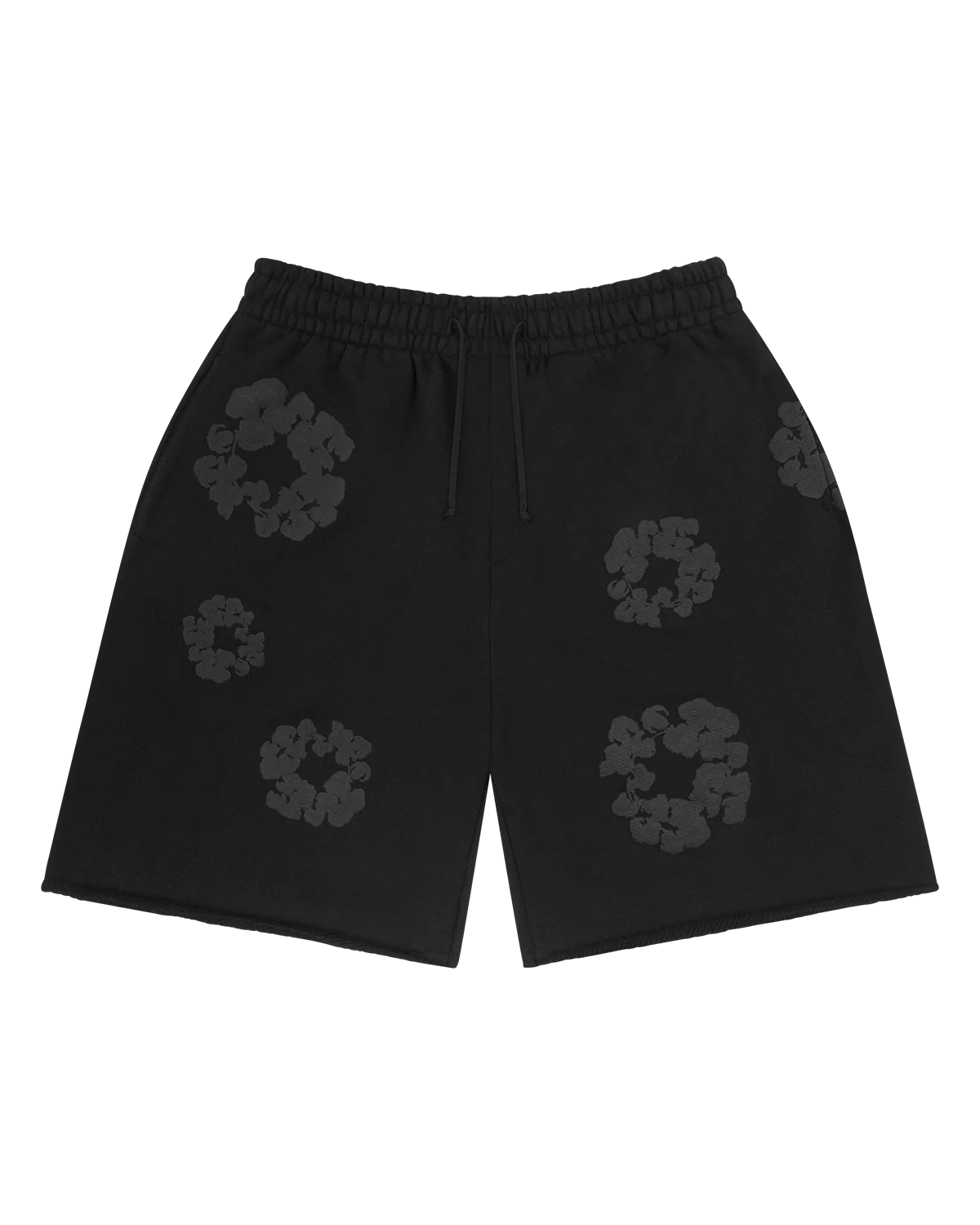 Denim Tears Faded Mono Cotton Wreath Sweatshorts Black