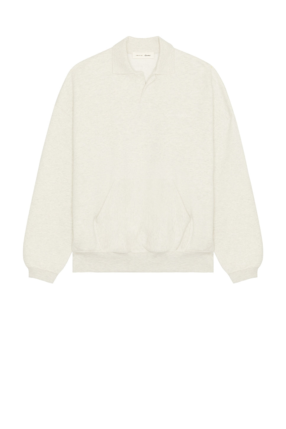 Fear of God Essentials Signature 90's Polo Sweatshirt Oatmeal Heather Light Heather - Im Your Wardrobe