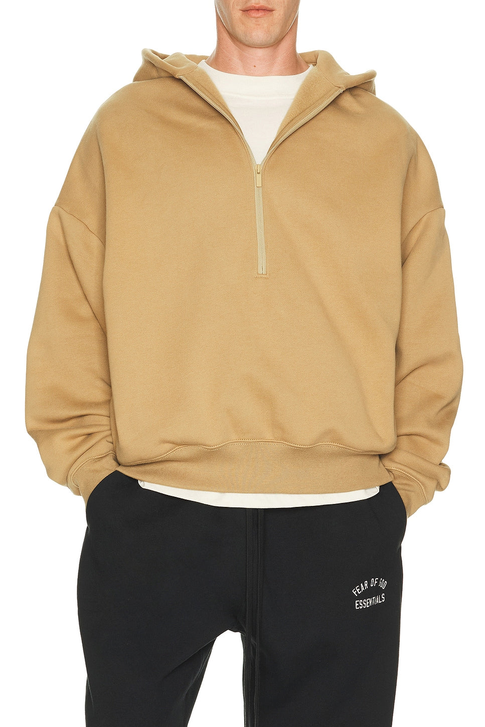 Fear of God Essentials Property Lounge Half Zip Hoodie Dune - Im Your Wardrobe