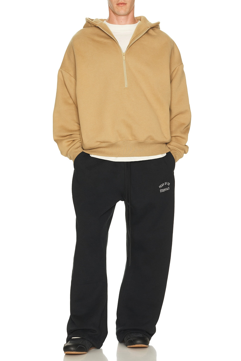Fear of God Essentials Property Lounge Half Zip Hoodie Dune - Im Your Wardrobe