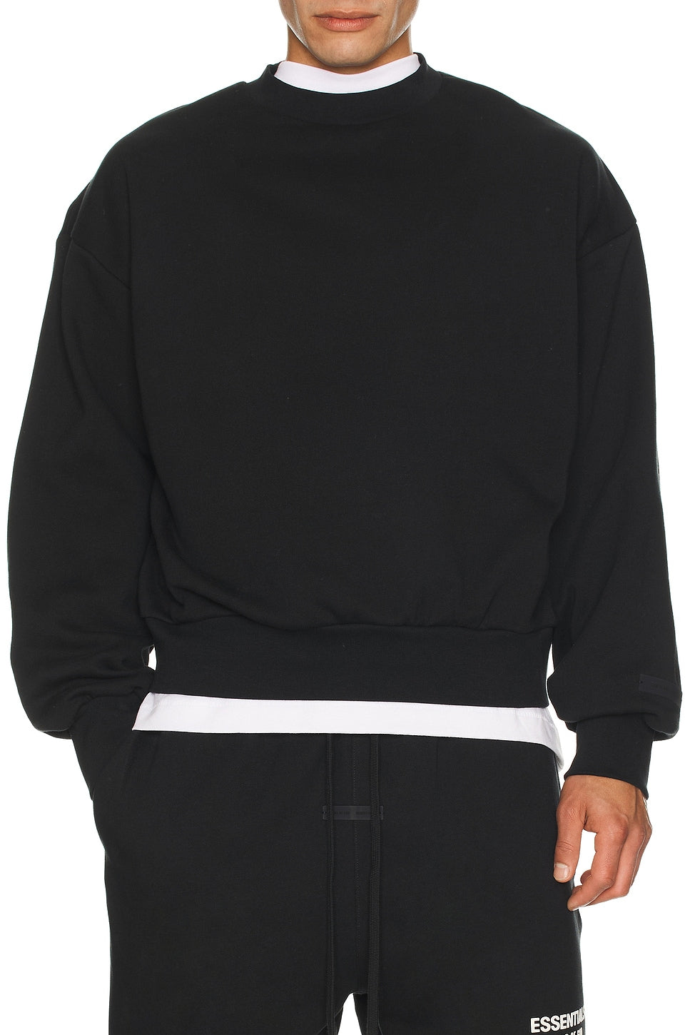 Fear of God Essentials Classic Fit Fleece Crew Neck Sweatshirt Jet Black - Im Your Wardrobe
