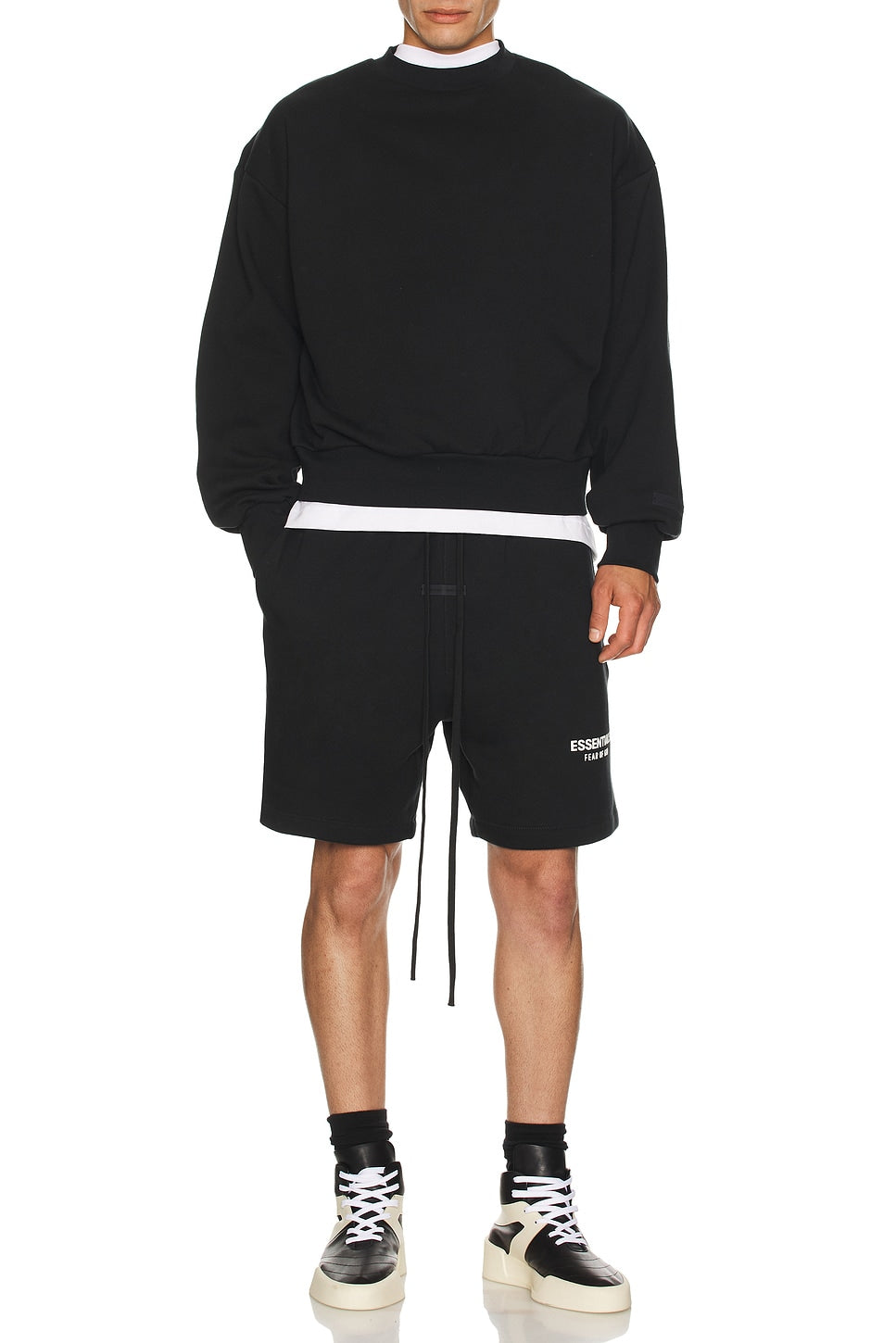 Fear of God Essentials Classic Fit Fleece Crew Neck Sweatshirt Jet Black - Im Your Wardrobe