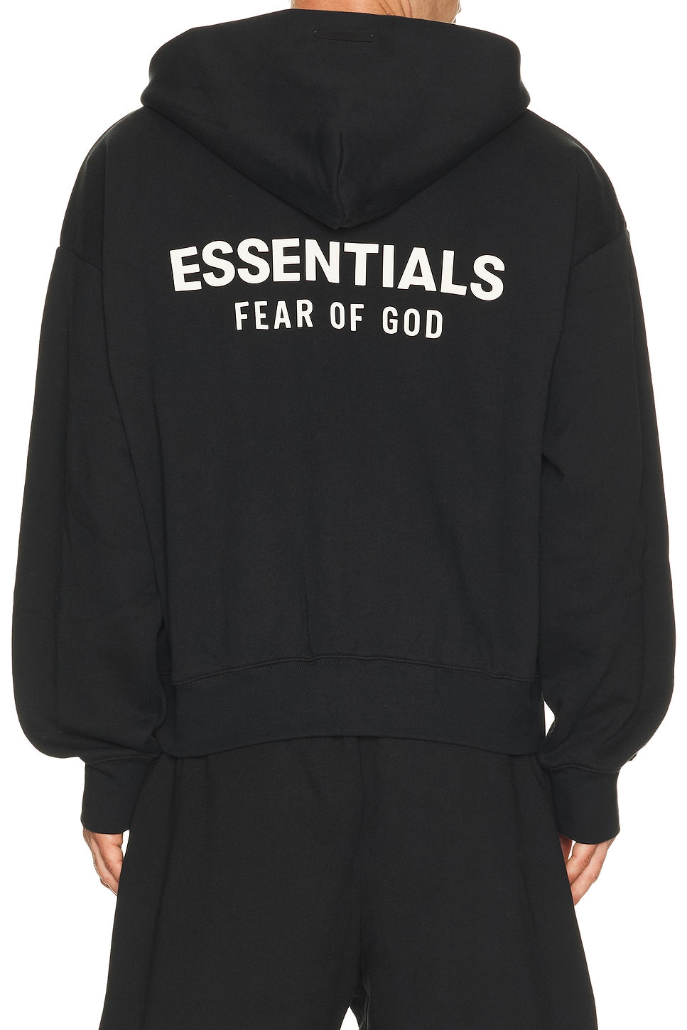 Fear of God Essentials Classic Fit Fleece Zip Up Hoodie Jet Black - Im Your Wardrobe