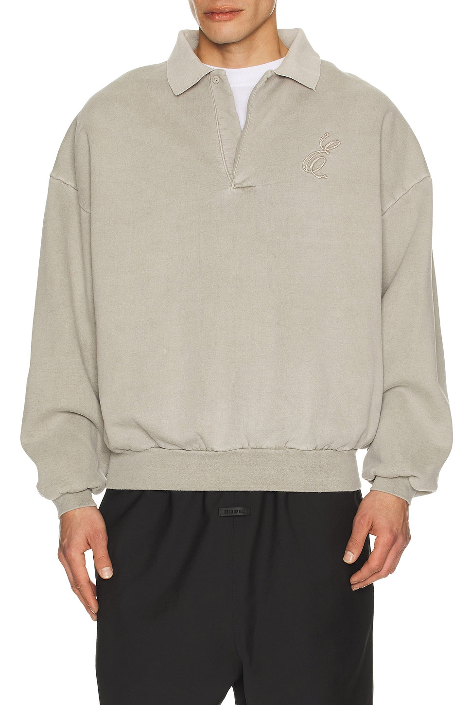 Fear of God Essentials Classic Polo Sweatshirt Smoke Grey - Im Your Wardrobe