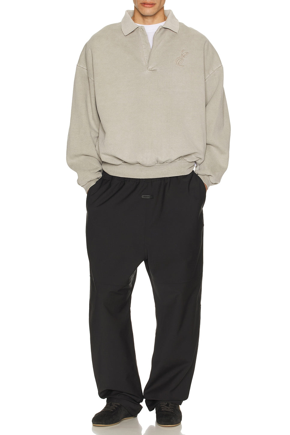 Fear of God Essentials Classic Polo Sweatshirt Smoke Grey - Im Your Wardrobe