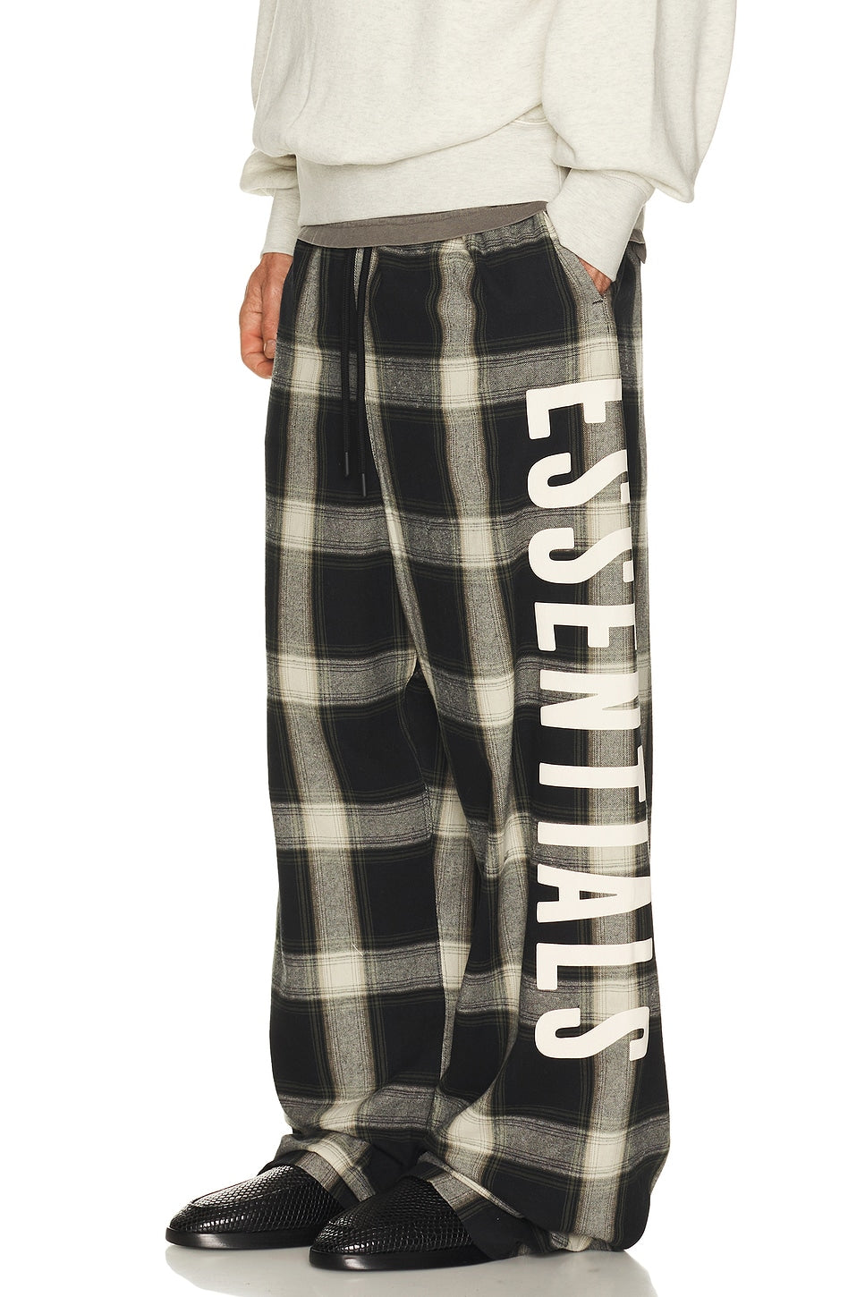 Fear of God Essentials Lounge Pant Iron Grey Plaid - Im Your Wardrobe