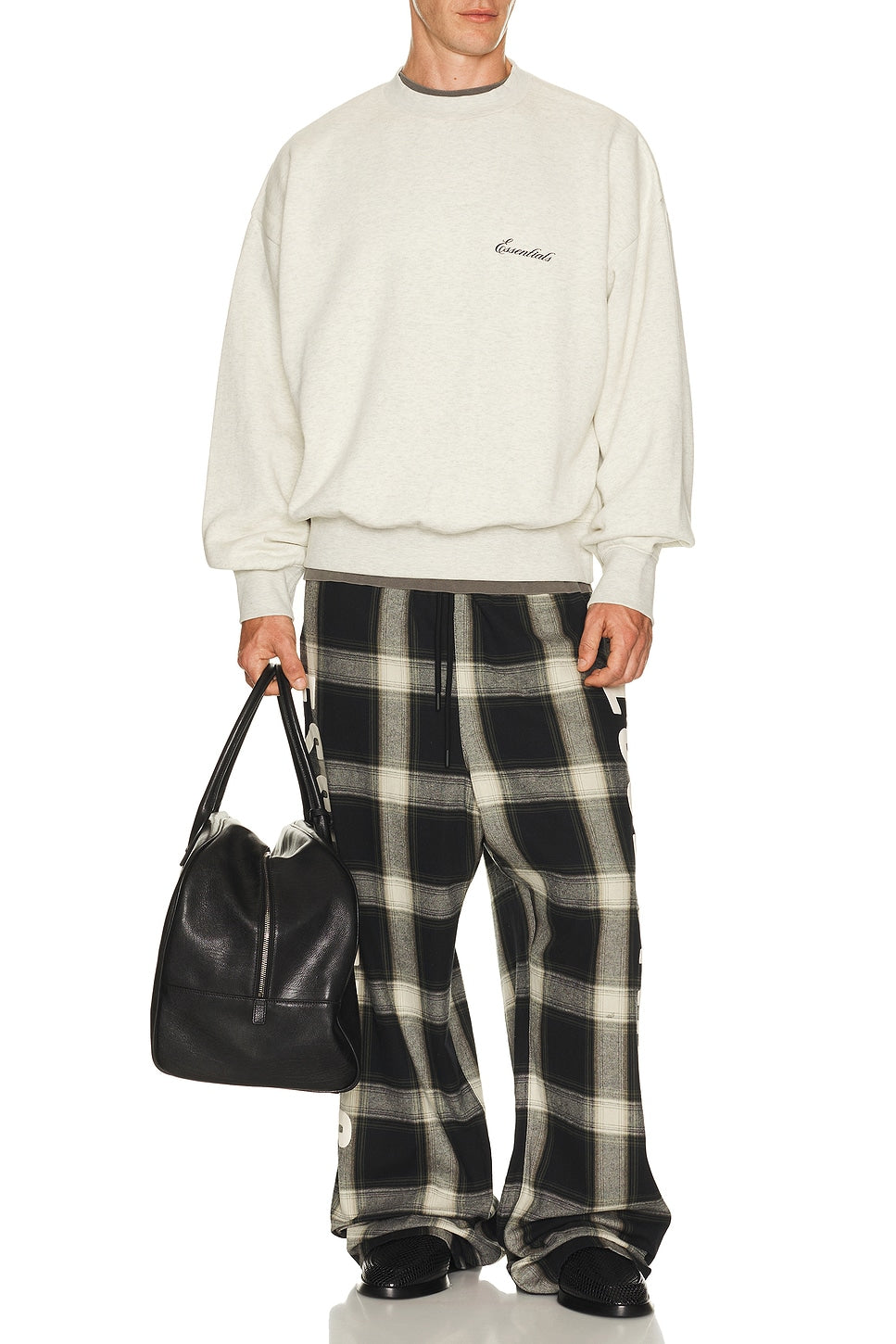 Fear of God Essentials Lounge Pant Iron Grey Plaid - Im Your Wardrobe