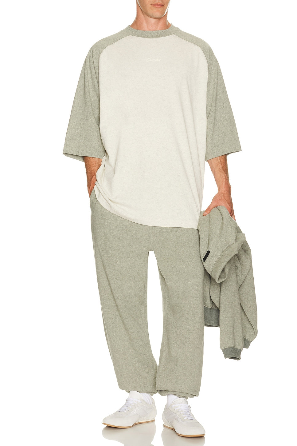 Fear of God Essentials Signature Baseball Tee Oatmeal Concrete Heather - Im Your Wardrobe