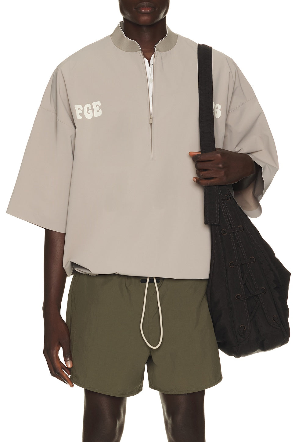 Fear of God Essentials Half Zip Baseball Shirt Seal - Im Your Wardrobe