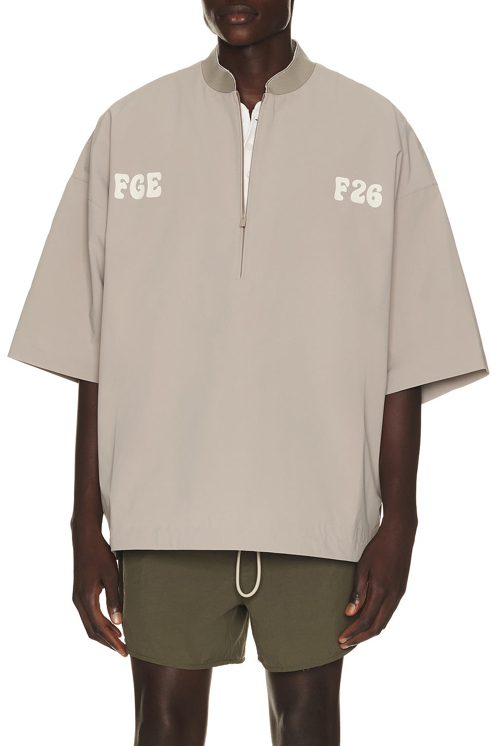 Fear of God Essentials Half Zip Baseball Shirt Seal - Im Your Wardrobe
