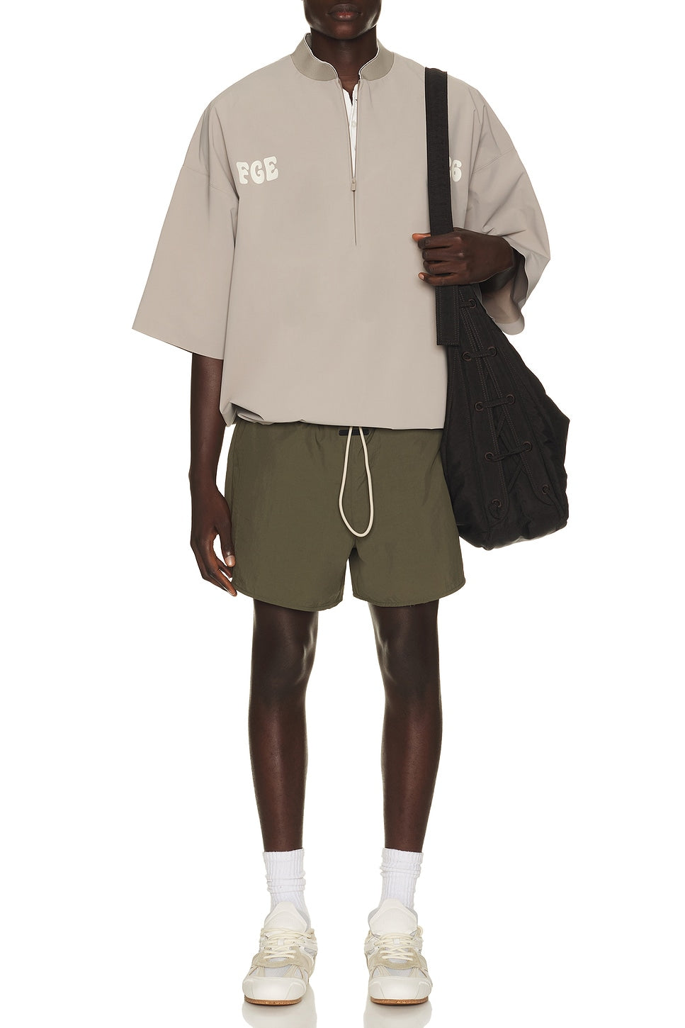 Fear of God Essentials Half Zip Baseball Shirt Seal - Im Your Wardrobe