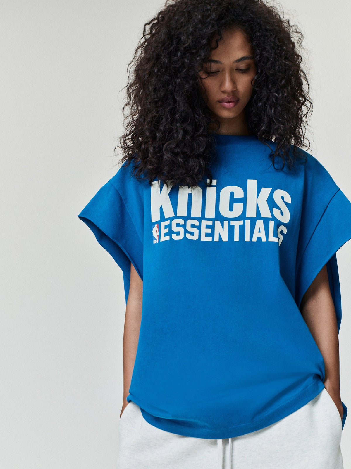 Fear of God Essentials Knicks Muscle Tee Blue Sapphire