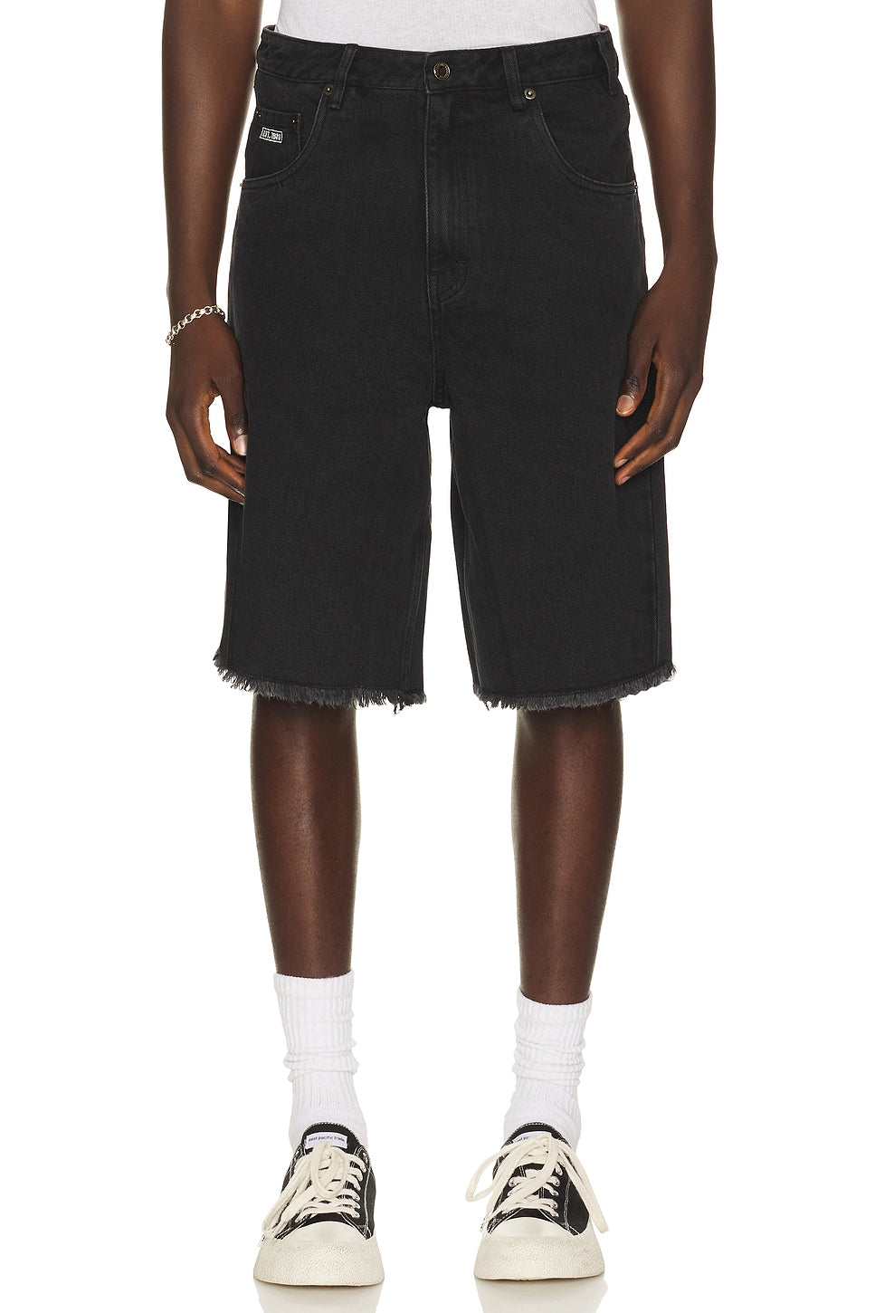 Honor The Gift Frayed Edge 11" Denim Bermudas Black - Im Your Wardrobe