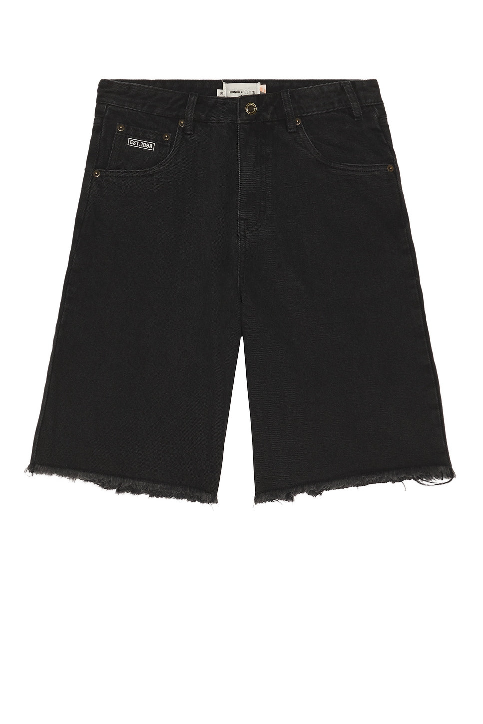 Honor The Gift Frayed Edge 11" Denim Bermudas Black - Im Your Wardrobe