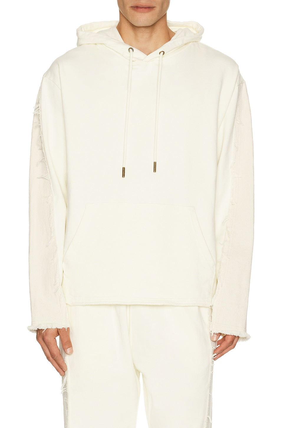 Honor The Gift Denim Panel Hoodie Bone - Im Your Wardrobe