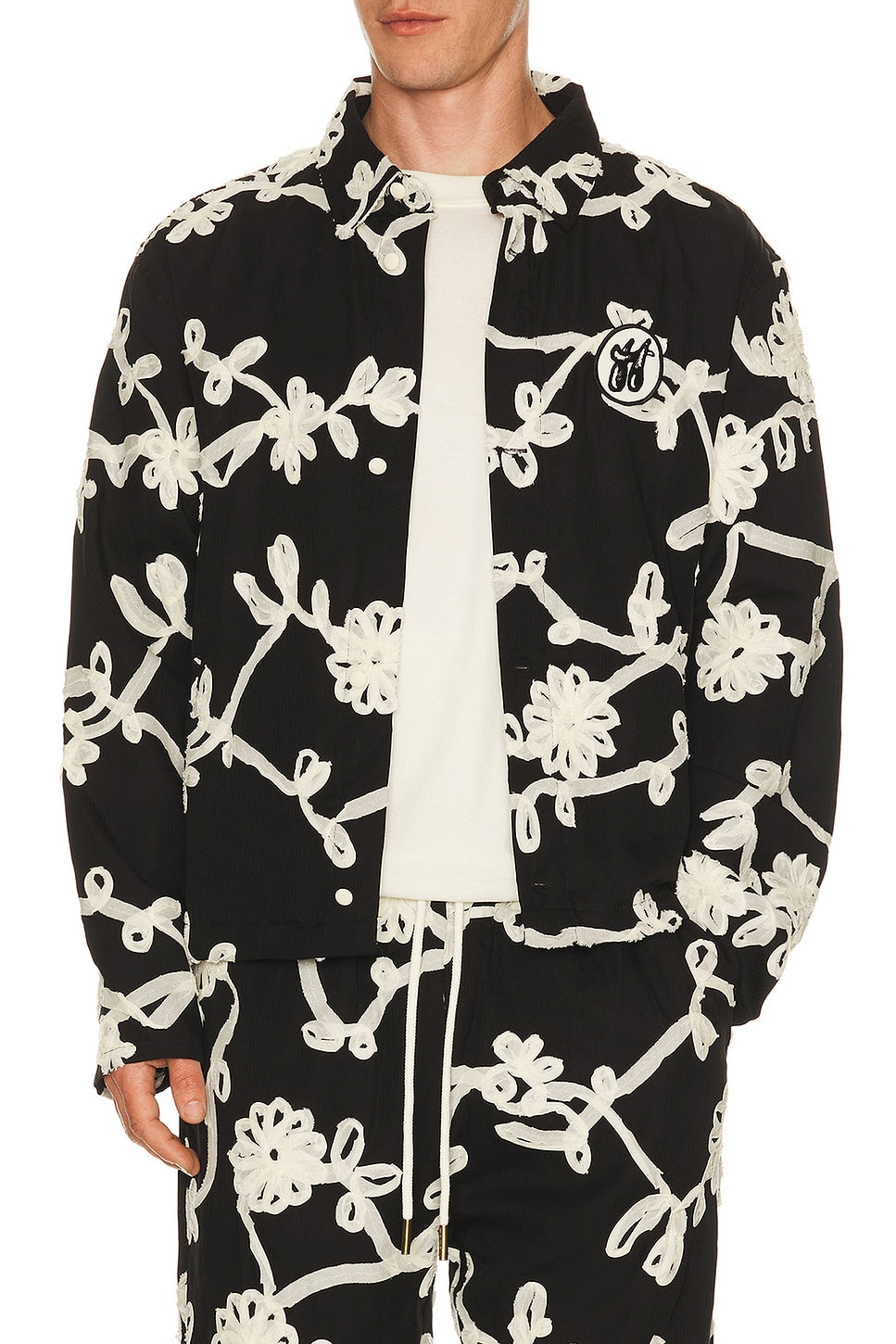 Honor The Gift Floral Ribbon Button Up Black - Im Your Wardrobe