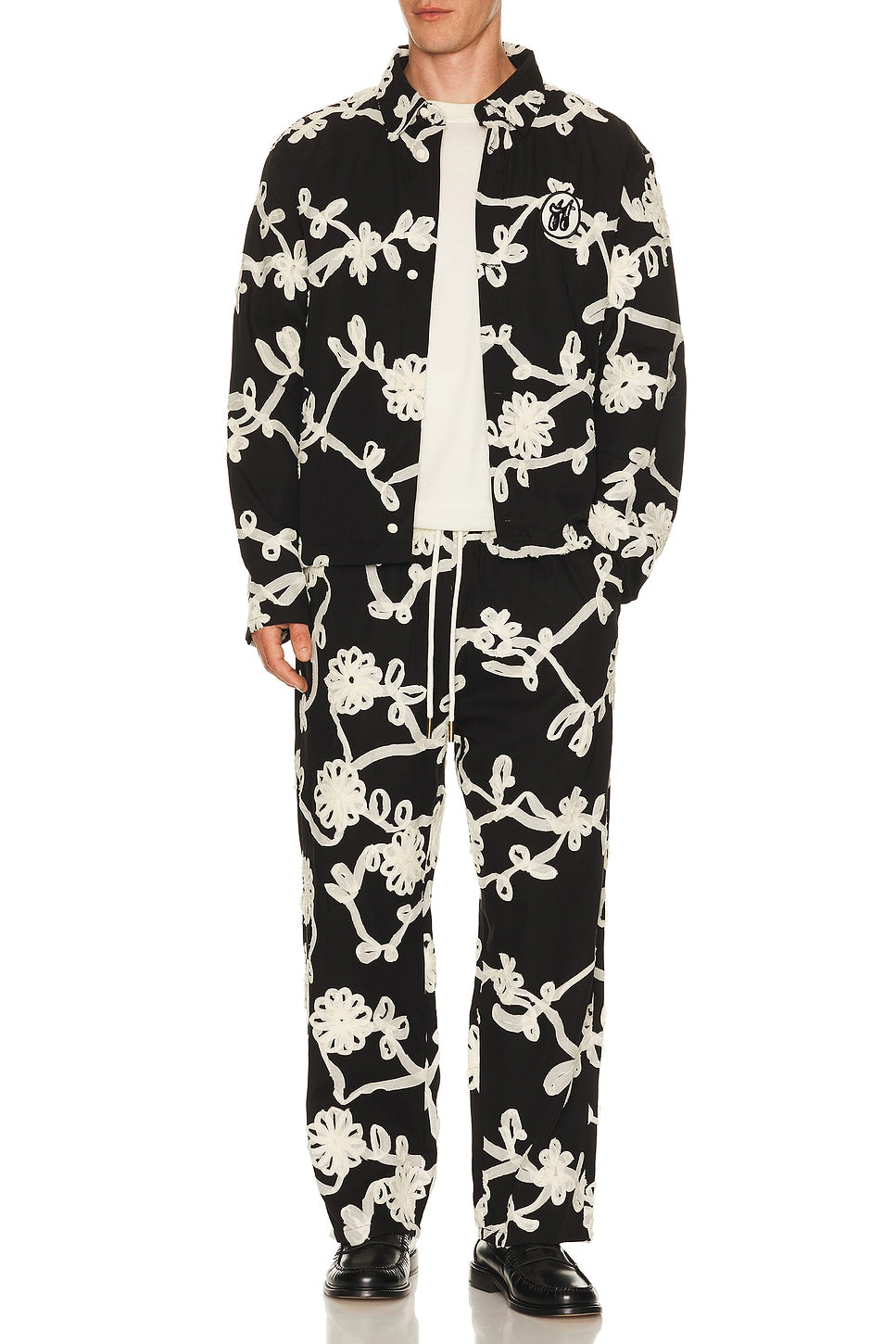 Honor The Gift Floral Ribbon Button Up Black - Im Your Wardrobe