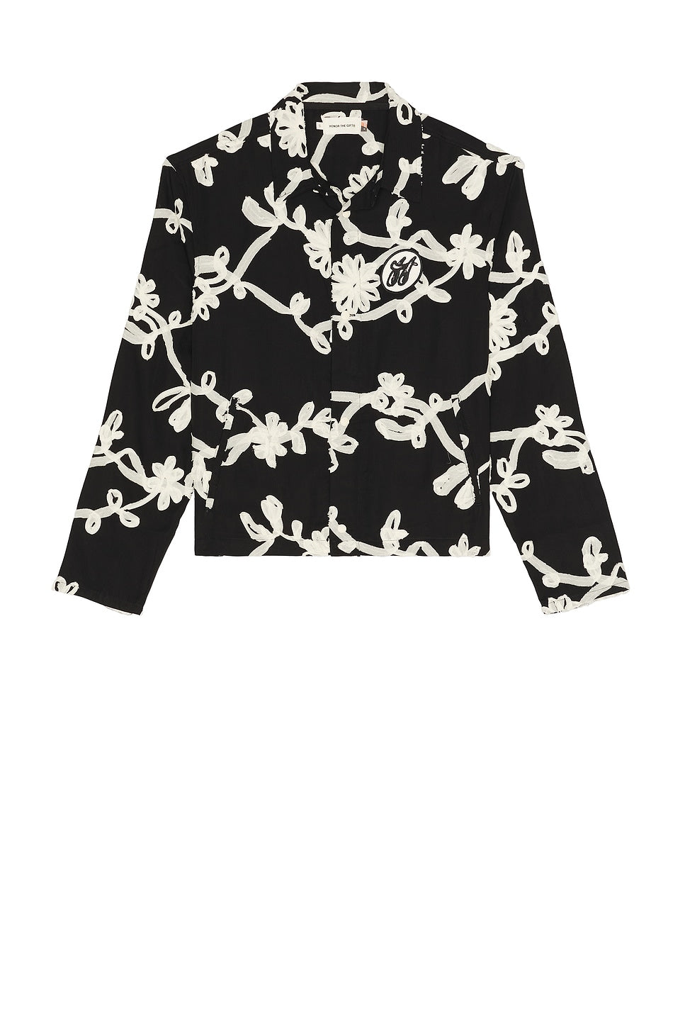 Honor The Gift Floral Ribbon Button Up Black - Im Your Wardrobe