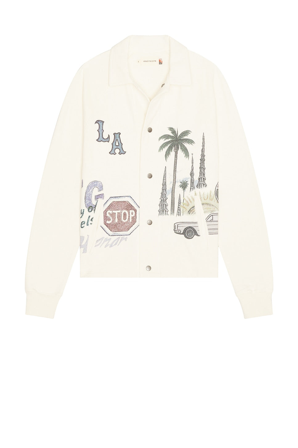 Honor The Gift All Over LA Fleece Coaches Jacket Bone - Im Your Wardrobe