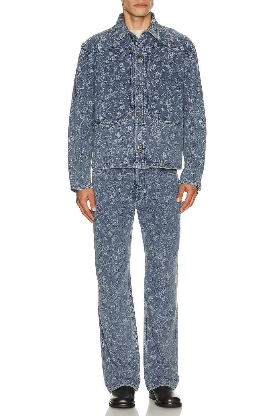 Honor The Gift Floral Utility Jacket Light Indigo - Im Your Wardrobe