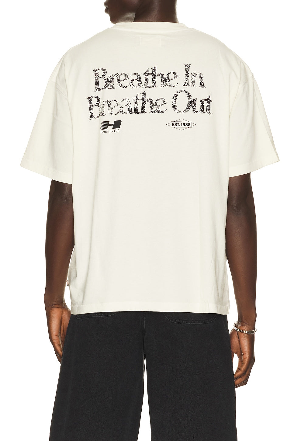 Honor The Gift Breathe In Breathe Out Short Sleeve T-Shirt White - Im Your Wardrobe