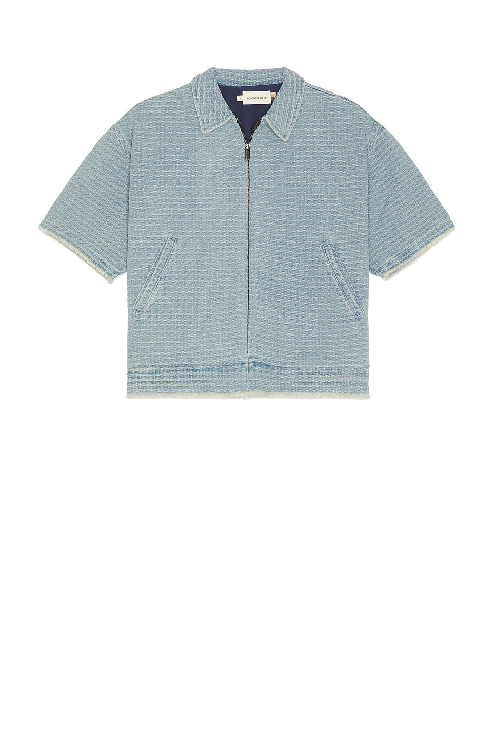 Honor The Gift Vintage Indigo Zip Front Short Sleeve Light Indigo - Im Your Wardrobe