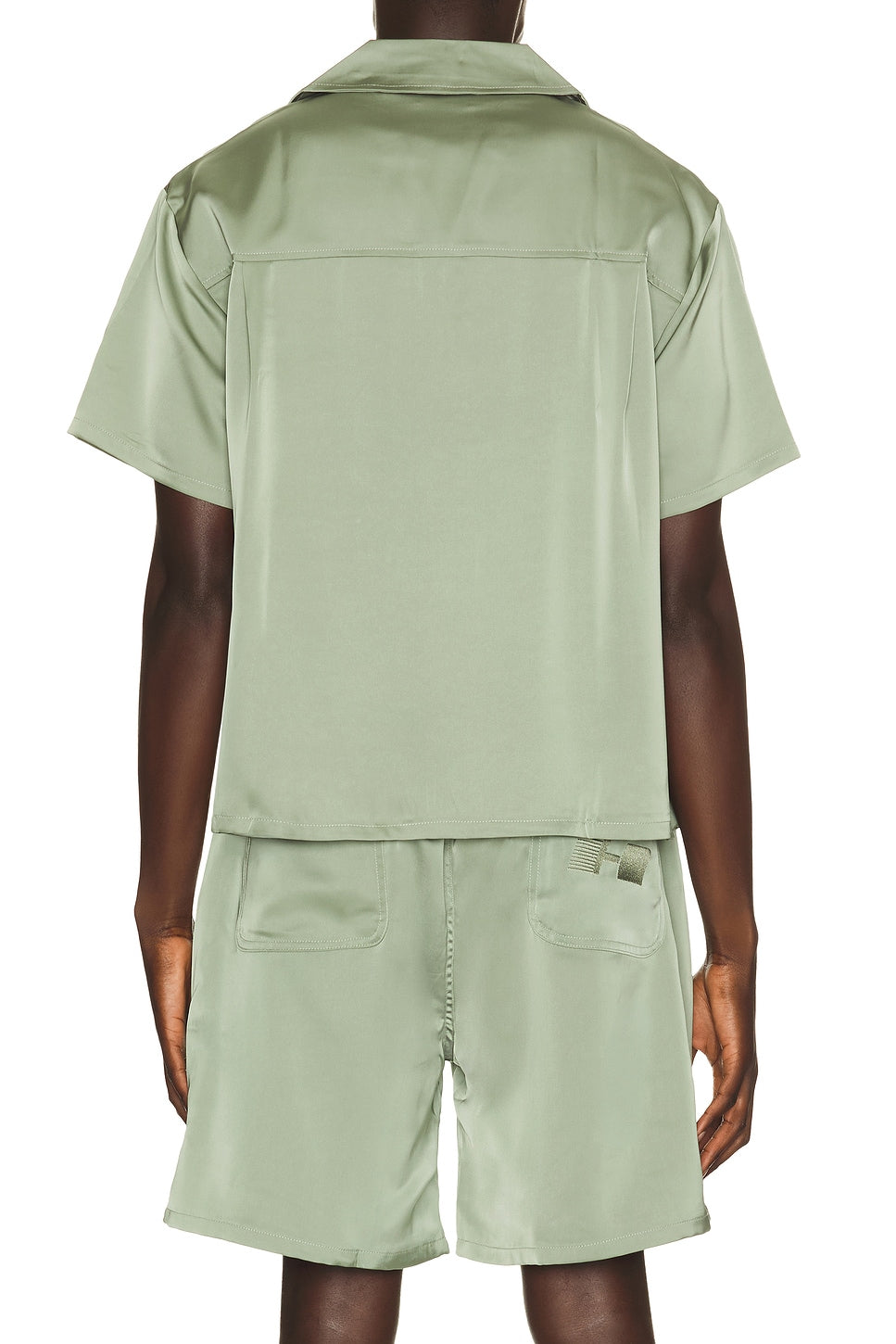 Honor The Gift Satin Chest Logo Camp Collar Shirt Sage - Im Your Wardrobe