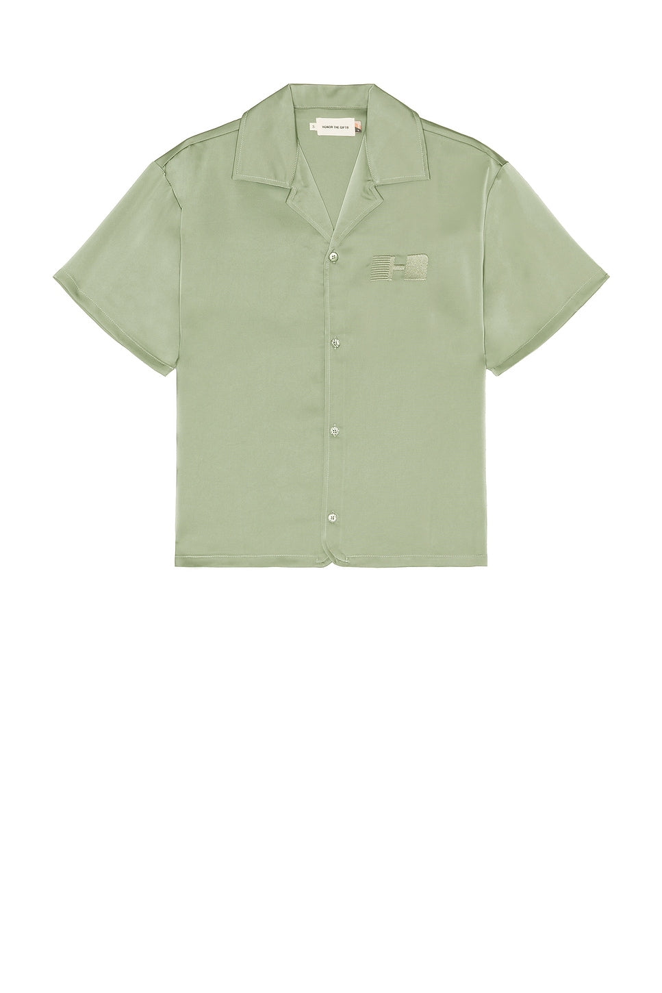 Honor The Gift Satin Chest Logo Camp Collar Shirt Sage - Im Your Wardrobe