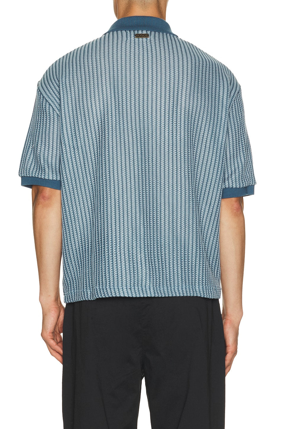 Honor The Gift Striped Knit Polo Indigo - Im Your Wardrobe