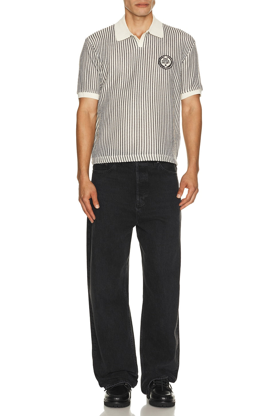 Honor The Gift Striped Knit Polo Bone - Im Your Wardrobe