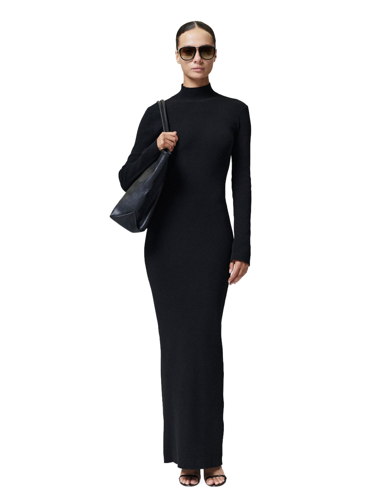 Fear of God Essentials Women's Rib Knit Long Sleeve Dress Vintage Black