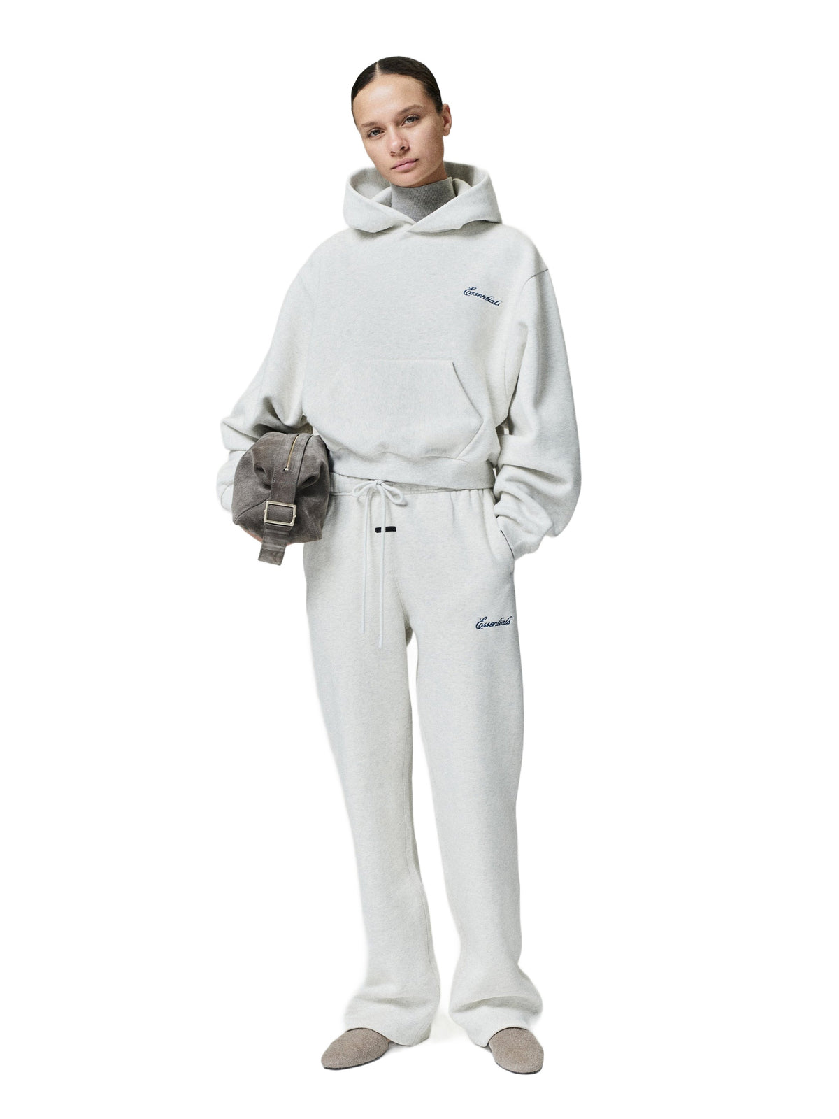 Fear of God Essentials Women's Modern Cropped Hoodie Marble Heather