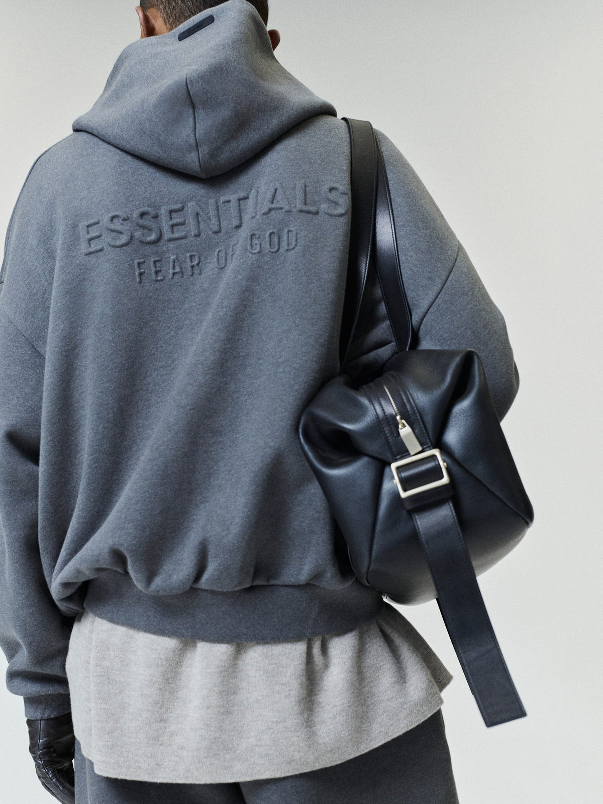 Fear of God Essentials Embossed FW26 90s Relaxed Zip-Up Hoodie Warm Heather - Im Your Wardrobe