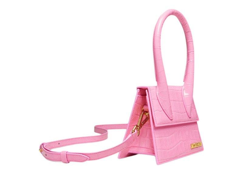 Jacquemus Le Chiquito Moyen Signature Handbag Croco Embossed Pink