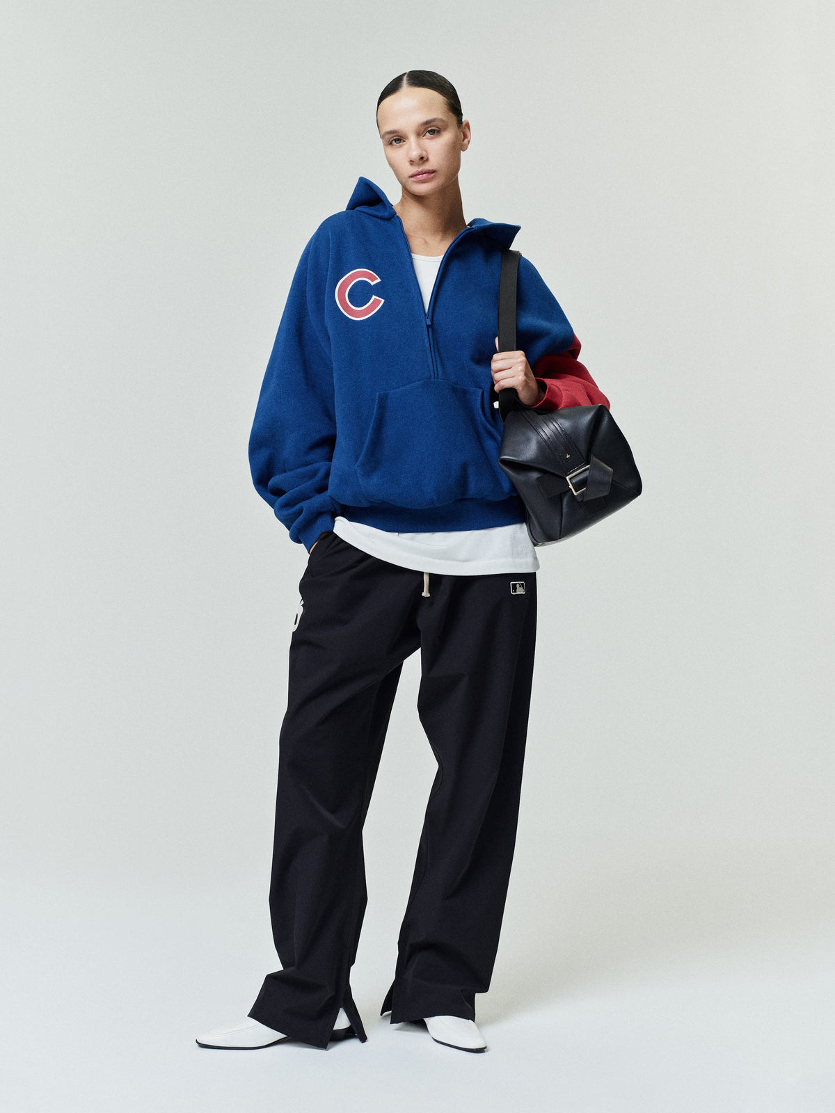 Fear of God Essentials Cubs Raglan Half Zip Sport Hoodie Estate Blue/ Stone Red - Im Your Wardrobe