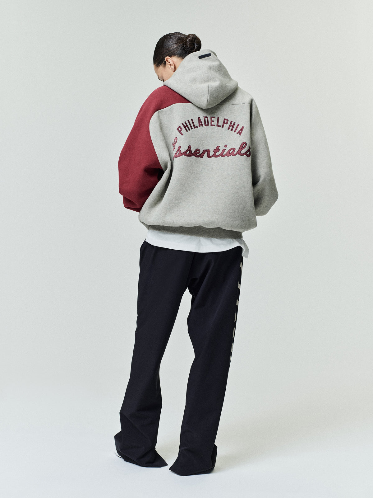Fear of God Essentials Phillies Raglan Half Zip Sport Hoodie Seal Heather/ Cabernet - Im Your Wardrobe