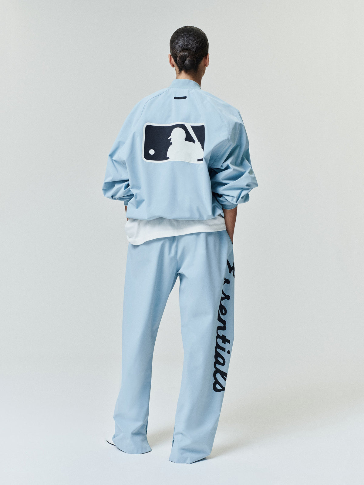 Fear of God Essentials MLB Full Zip Bomber Stone Blue - Im Your Wardrobe