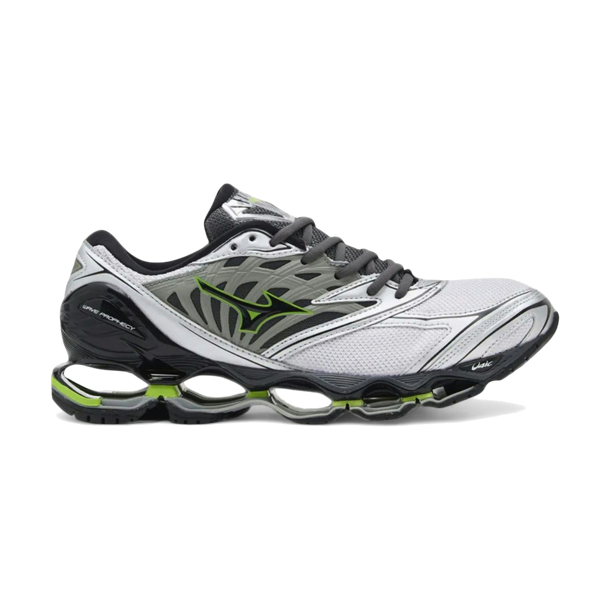 Mizuno Wave Prophecy LS Light Grey Black Lime Green front