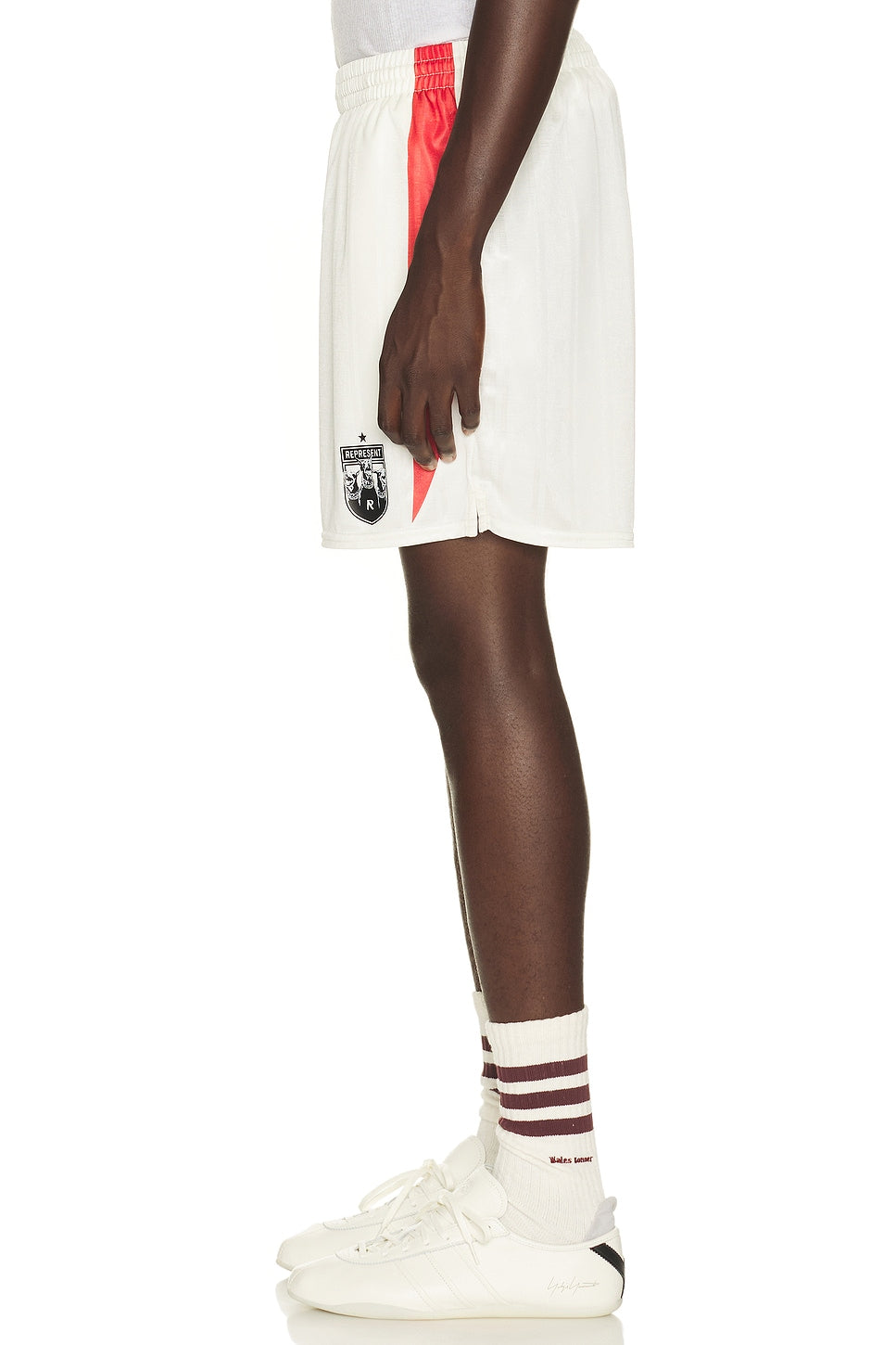 Represent Printed Spike Football Shorts Flat White - Im Your Wardrobe
