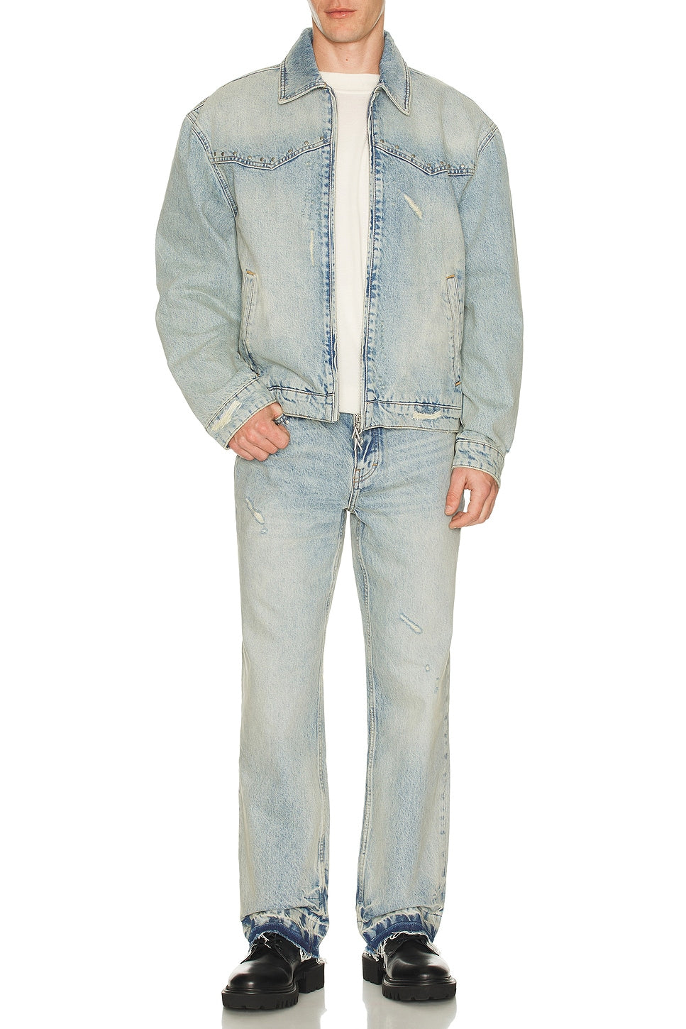 Represent x Guns N' Roses Denim Jeans Light Vintage Blue - Im Your Wardrobe