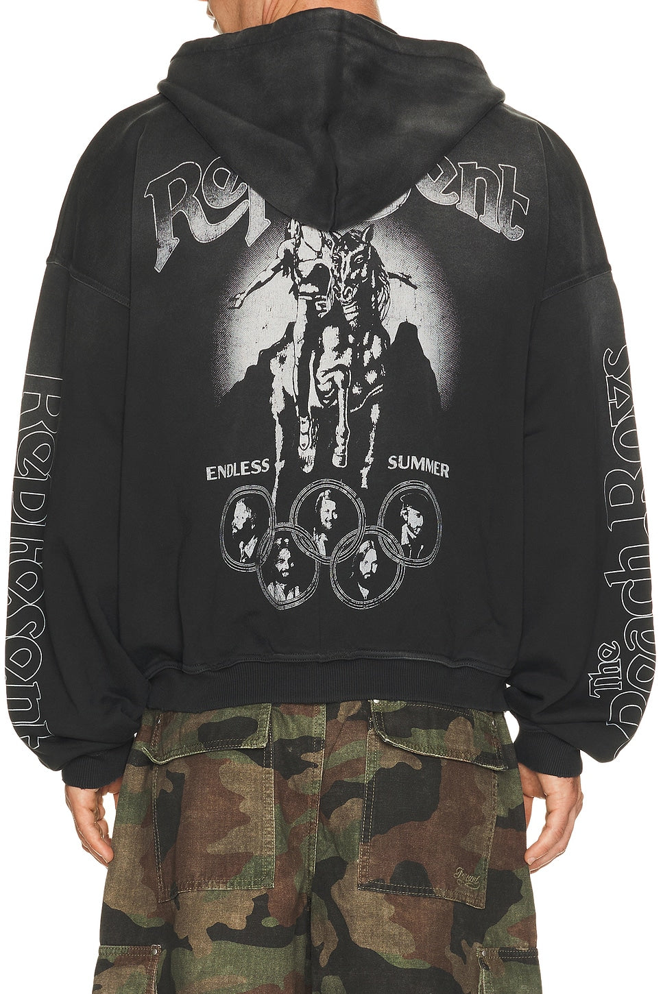 Represent x Beach Boys Endless Summer Zip Through Hoodie Stained Black - Im Your Wardrobe